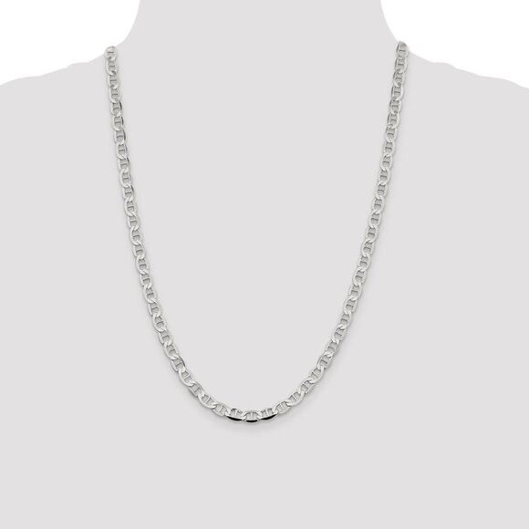 5.7mm Sterling Silver Hollow Flat Anchor Chain Necklace, 24 Inch - Picture 2 of 8